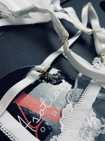 Komplet bielizny damskiej Anis - gorset, podwiązki, stringi